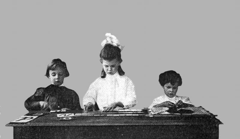Children working at a table