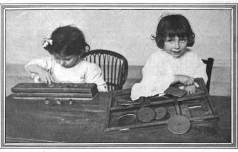 Children Working with Montessori Materials