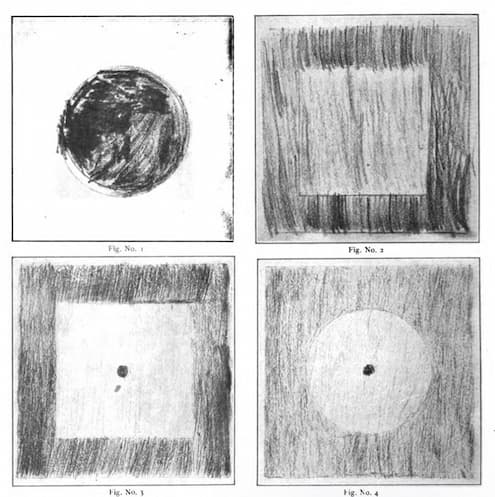 four different metal inset drawings