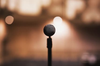 A microphone on stage