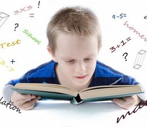 Child Looking at a Math Book